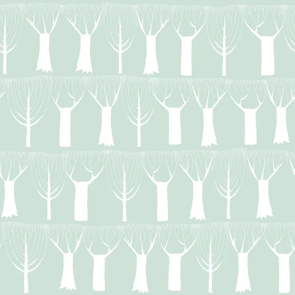 Tapiz de patrón sin costuras de árboles en blanco — Archivo Imágenes Vectoriales