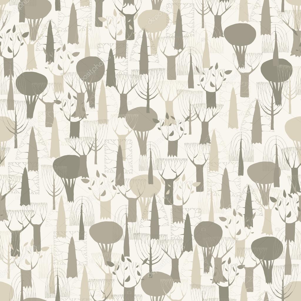 Trees seamless pattern tapestry in grey 
