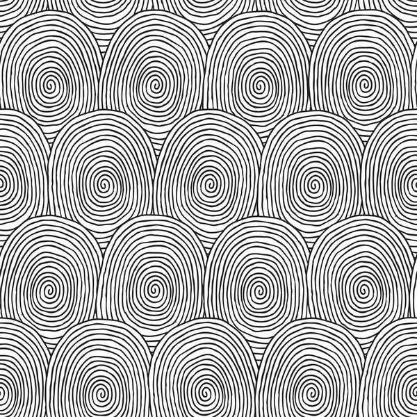 Fingerprint seamless pattern in black and white — Stock Vector