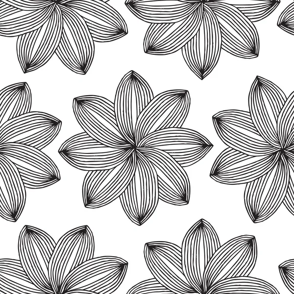 Fleur géométrique motif sans couture en noir et blanc — Image vectorielle
