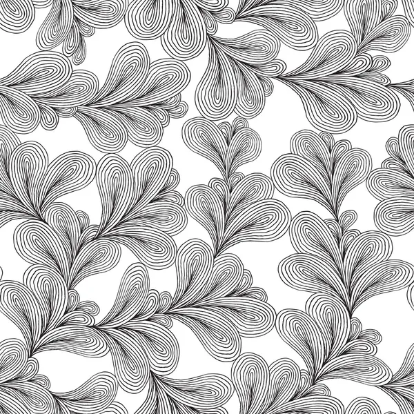 Floral seamless pattern in black and white — Stock Vector