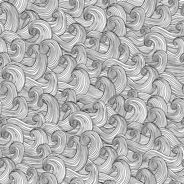 波浪无缝模式在黑色和白色 — 图库矢量图片