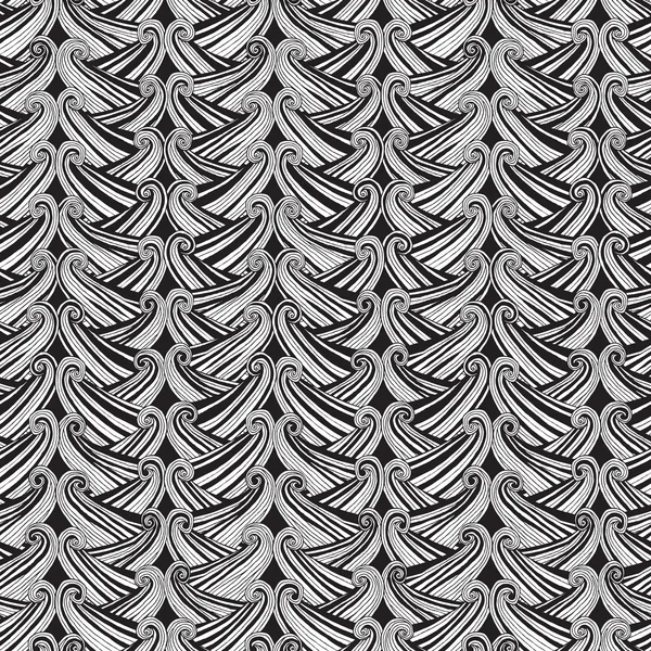 Modèle sans couture bateau en noir et blanc — Image vectorielle