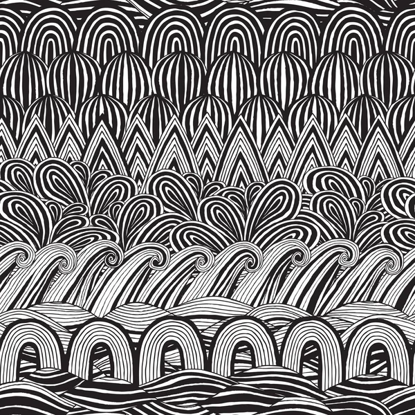 Collage seamless mönster i svart och vitt — Stock vektor