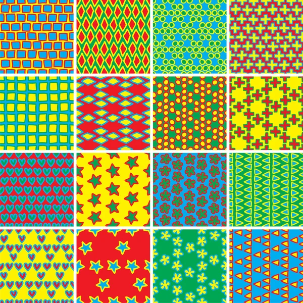 Base Doodle Seamless Pattern Set No.10 a colori — Vettoriale Stock