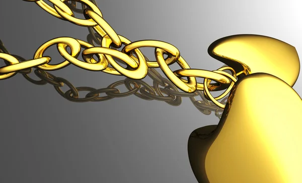Guld halsband med två hjärtan, illustration — Stockfoto