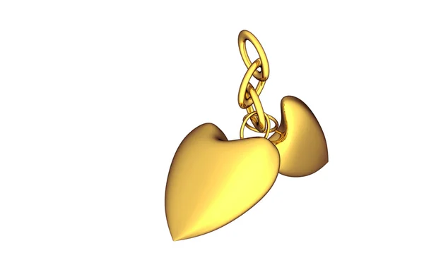 Collier en or avec deux cœurs, illustration — Photo