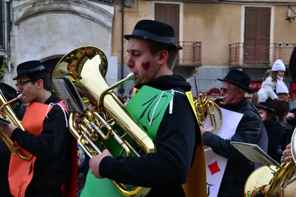 Muzikant in een optocht carnaval — Stockfoto