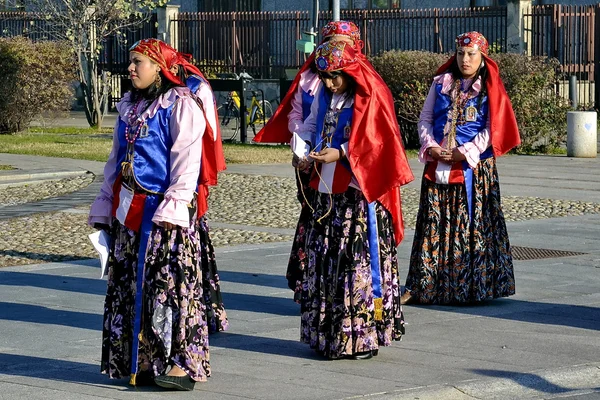 Peruánská strana: lidi, kostýmy a tance — Stock fotografie