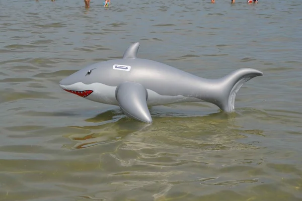Inflatable shark in the sea — Stock Photo, Image