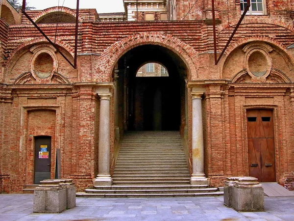 Detail of the castle of rivulets. turin. Italy. architecture. building. construction. town. — Stock Photo, Image