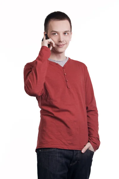 Jongeman aan de telefoon. — Stockfoto