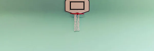 Foto panorâmica da parede de rua com basquete backboard vista frontal. — Fotografia de Stock