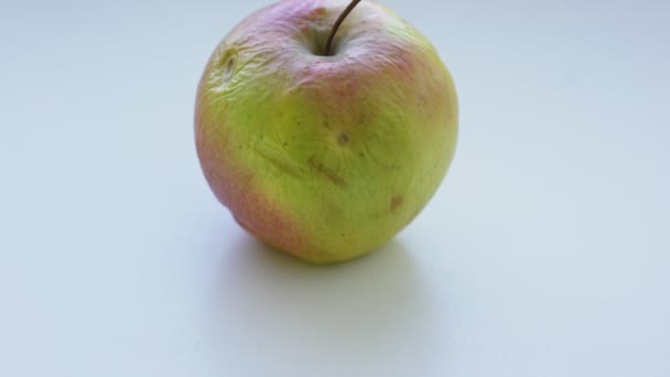 Suszone dojrzałe jabłko odizolowane na białym tle zbliżenie — Wideo stockowe