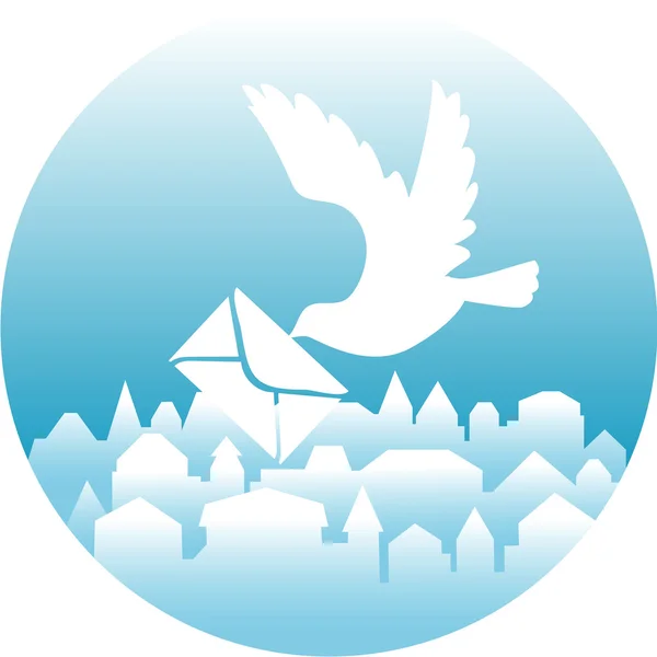 Witte duif met bericht — Stockvector