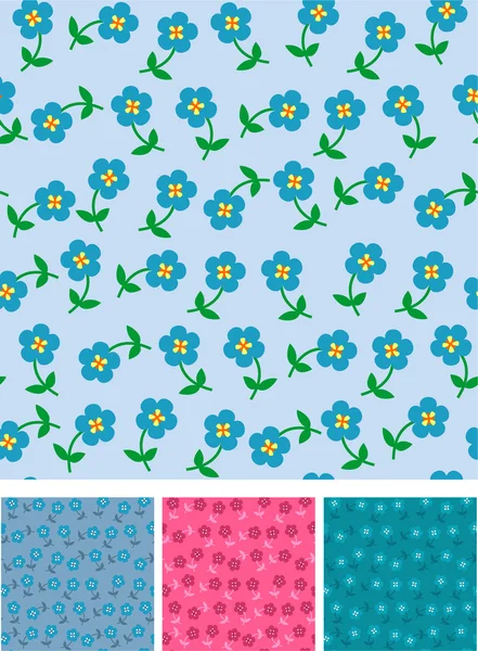 Easy flowers on seamless pattern — Stock Vector