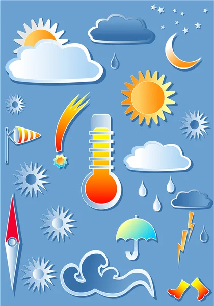 Illustration mit Wettersymbolen — Stockvektor
