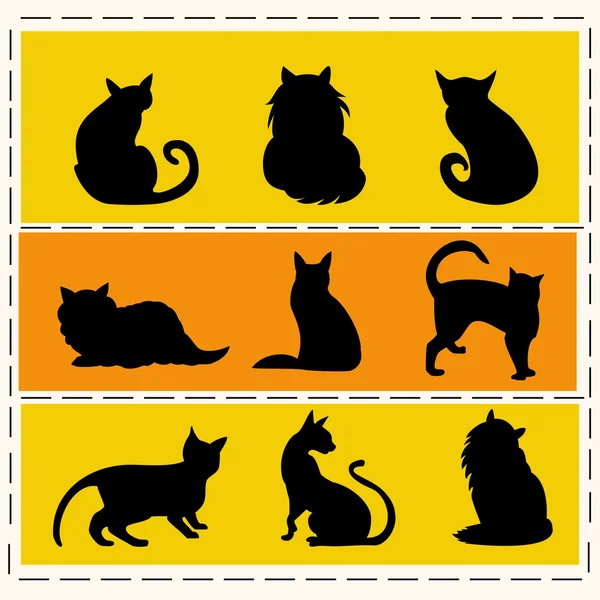 Katten silhouetten — Stockvector