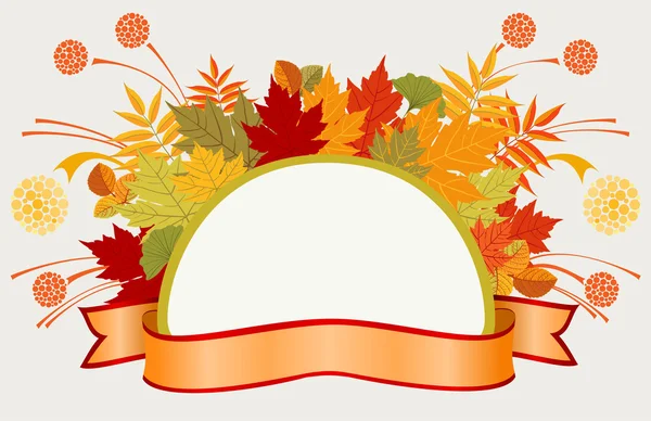 多彩图文框与秋天的树叶 — 图库矢量图片