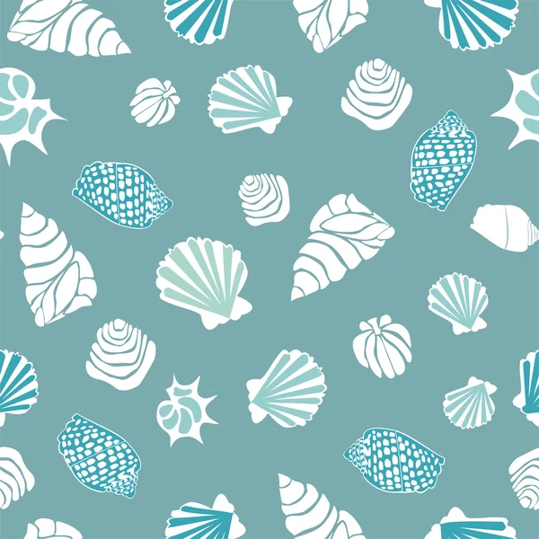 Seamless pattern with various shells — Stock Vector