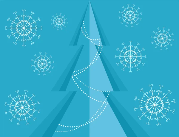 Fond de Noël avec pin et flocons de neige — Image vectorielle