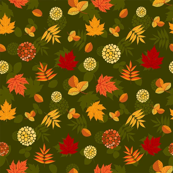 Patrón exuberante sin costura con hojas de otoño — Vector de stock