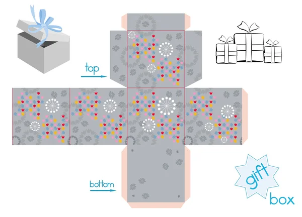 Modèle pour boîte cadeau cube — Image vectorielle