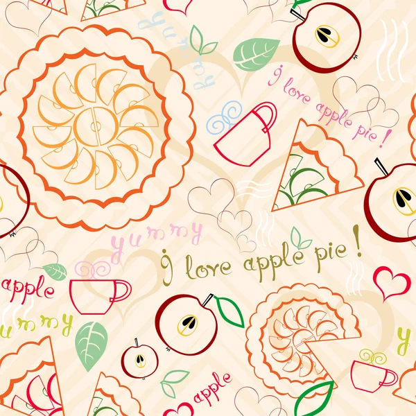Pomme tarte ligne motif d'art — Image vectorielle