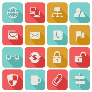 3 uzun gölge düz Icons set