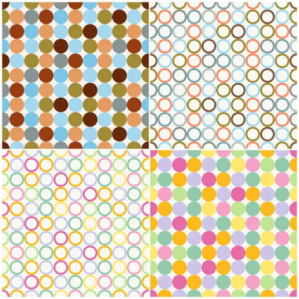 Round Shapes Seamless Patterns — Stock Vector