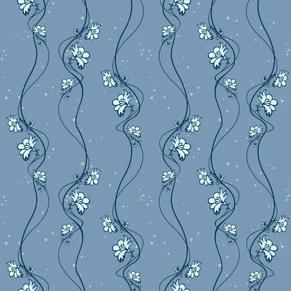 蓝色的花朵波浪背景 — 图库矢量图片