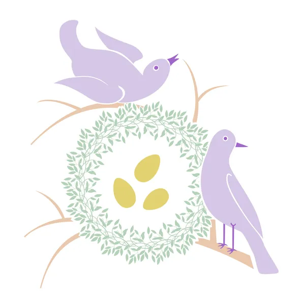 Πουλιά κοντά φωλιά — Διανυσματικό Αρχείο
