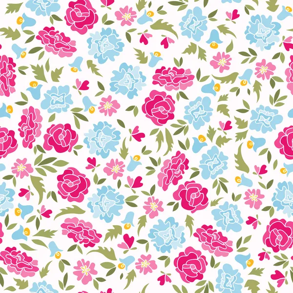 Pattern With Roses And Bluebells — Stock Vector