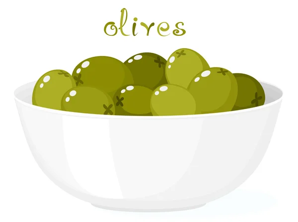 Olives In Bowl — Stock Vector