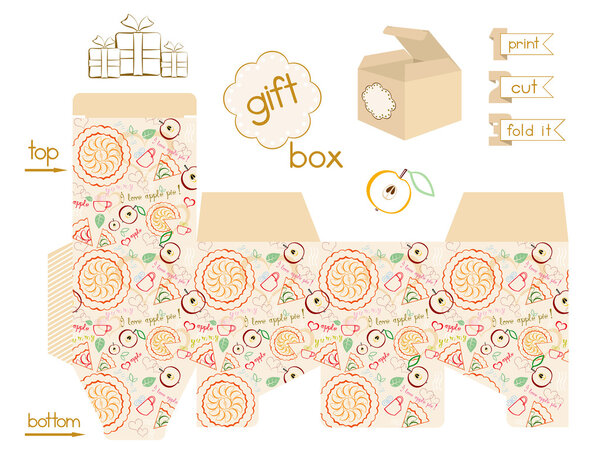 Printable Gift Box Apple Pie Pattern