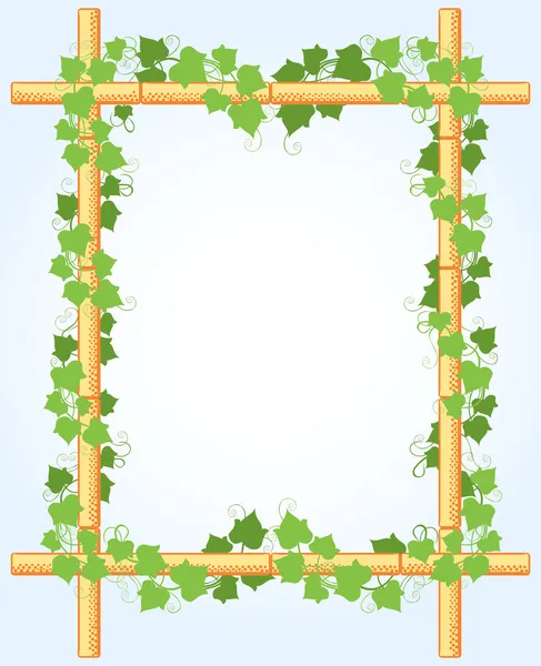 Ivy Around Bamboo Border — Stock Vector