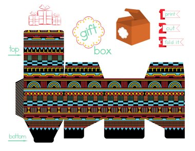 Printable Gift Box With Geometric Pattern clipart