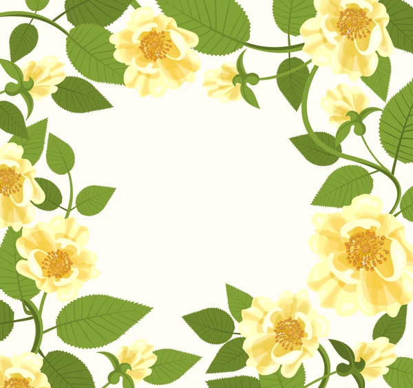 Decoratieve rand met gele rozen — Stockvector
