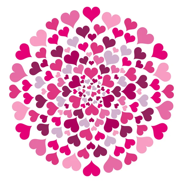 Round Pattern With Hearts — Stock Vector