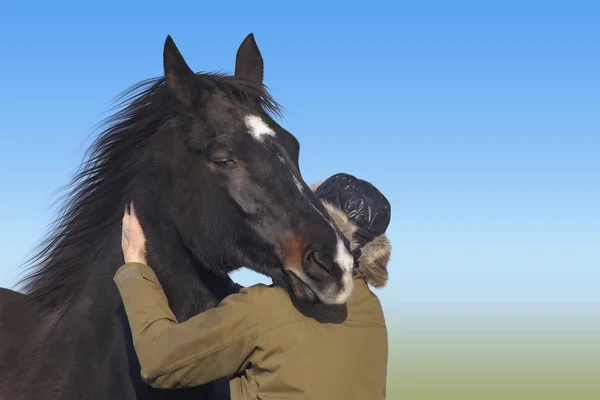 Paard en mens — Stockfoto