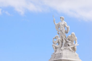 Üç adam heykeli, Ulusal Anıtı ve victor emmanuel II Roma piazza venezia