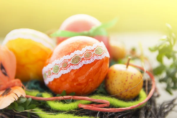 Easter eggs hande made in the garden — Stock Photo, Image