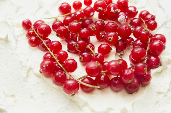 Red currant on whipped cream — Stock Photo, Image