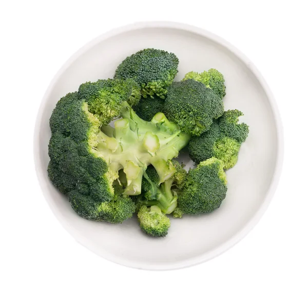 Broccoli head  in white  bowl , isolated — Stock Photo, Image