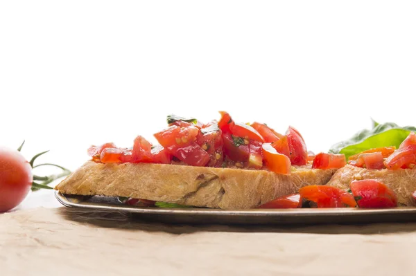Bruschetta sendvič, izolované — Stock fotografie