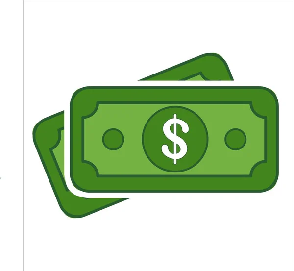 İki dolarlık banknot ikonu. Beyaz arka planda dolar yeşili işareti. Bir dolarlık banknot sembolü. Vektör illüstrasyonu 