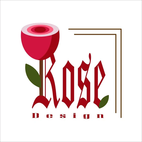 Gül tasarım logosu. Çiçek amblemi ve beyaz arka planda basit çizgiler. Vektör illüstrasyonu