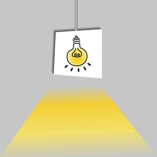 Design Glühbirne Raum Papier Geschnitten Kunst Gelbes Licht Auf Hellgrauem — Stockfoto