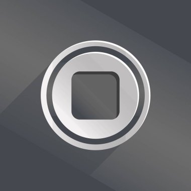 Ortam oynatıcı düz düğme simgesi. Gri gradyan arkaplanda beyaz düğmeyi durdur