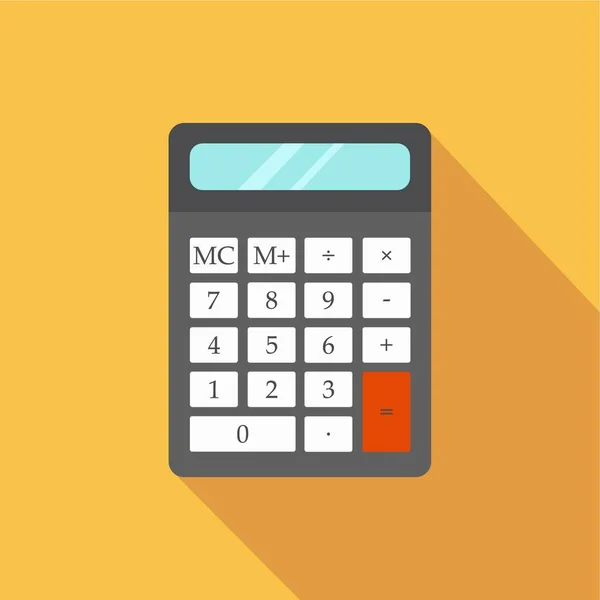 Dark Grey Calculator Icon Long Shadow Orange Background Flat Design — стоковое фото